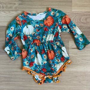 Fall Long-Sleeve Pom-Pom Bubble Romper